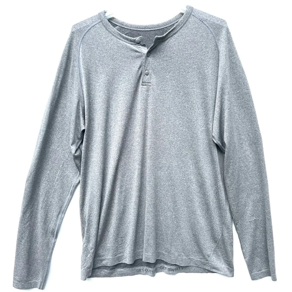 Lululemon men’s Henley gray long sleeve shirt XL extra large Like new